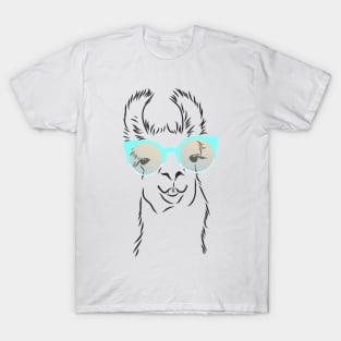 cute hipster llama in trendy colorful glasses T-Shirt